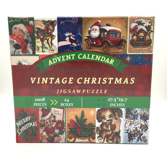 Vintage Christmas Jigsaw Puzzle Advent Calendar 1008 Pieces NEW - Picture 1 of 5